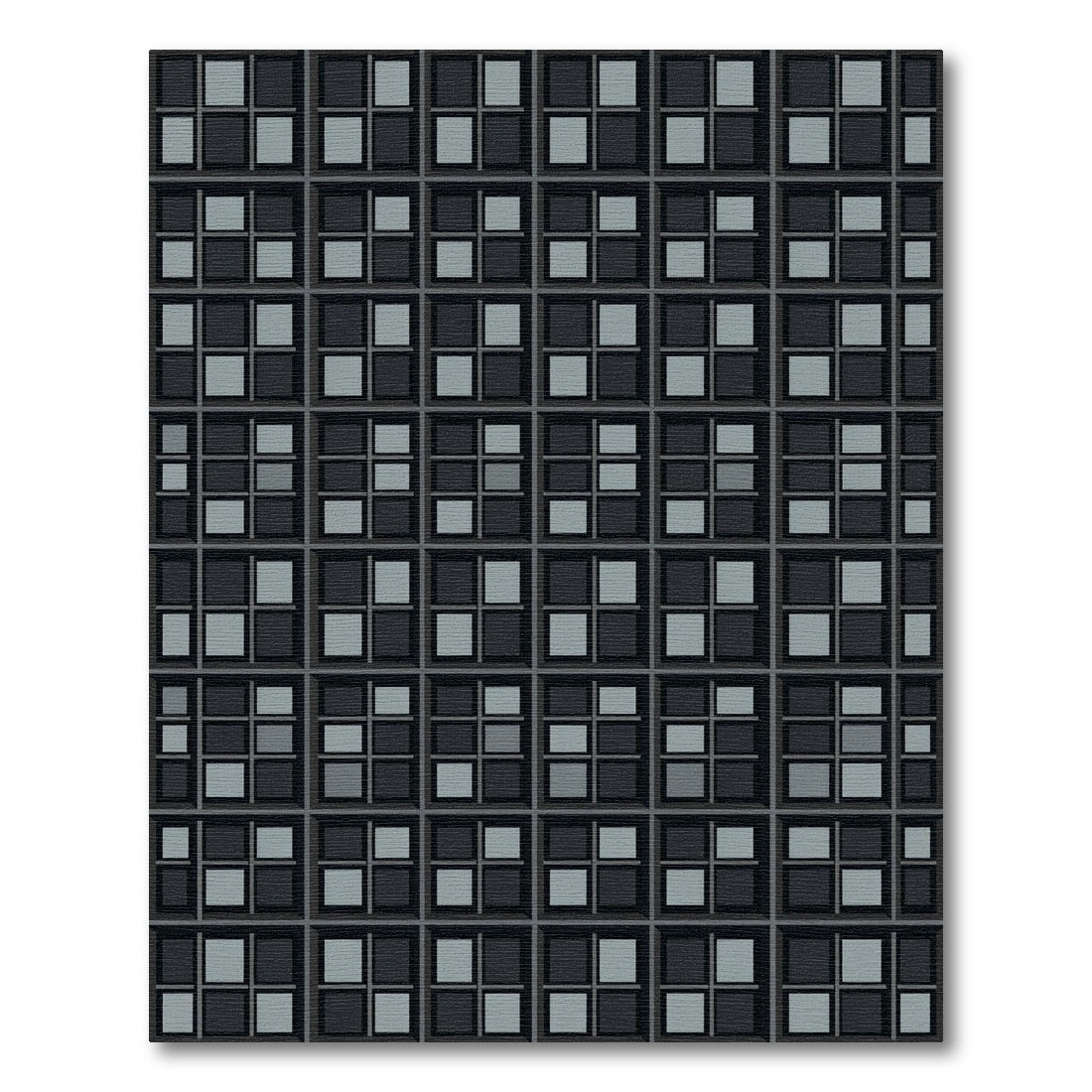 Dark Gray Geometric Square Grid Rug