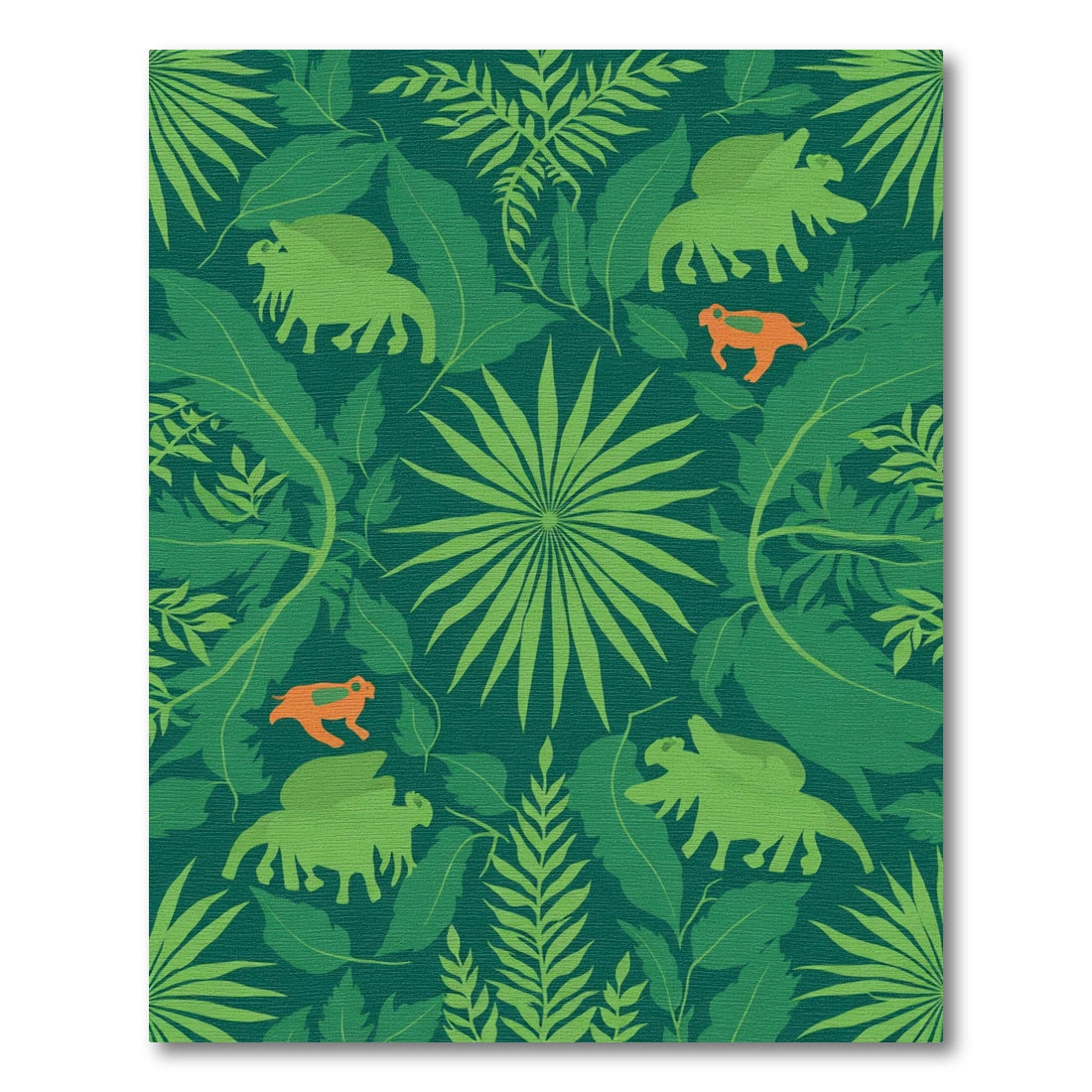 Green Tropical Jungle Creatures Rug