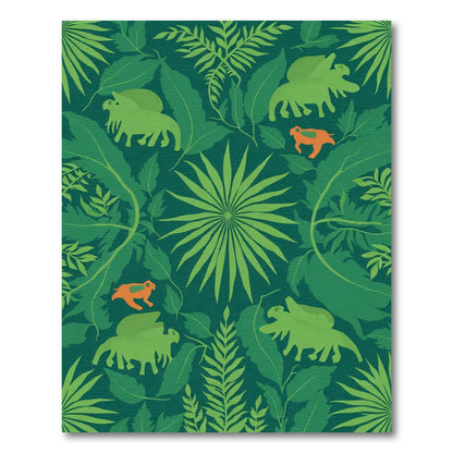 Green Tropical Jungle Creatures Rug