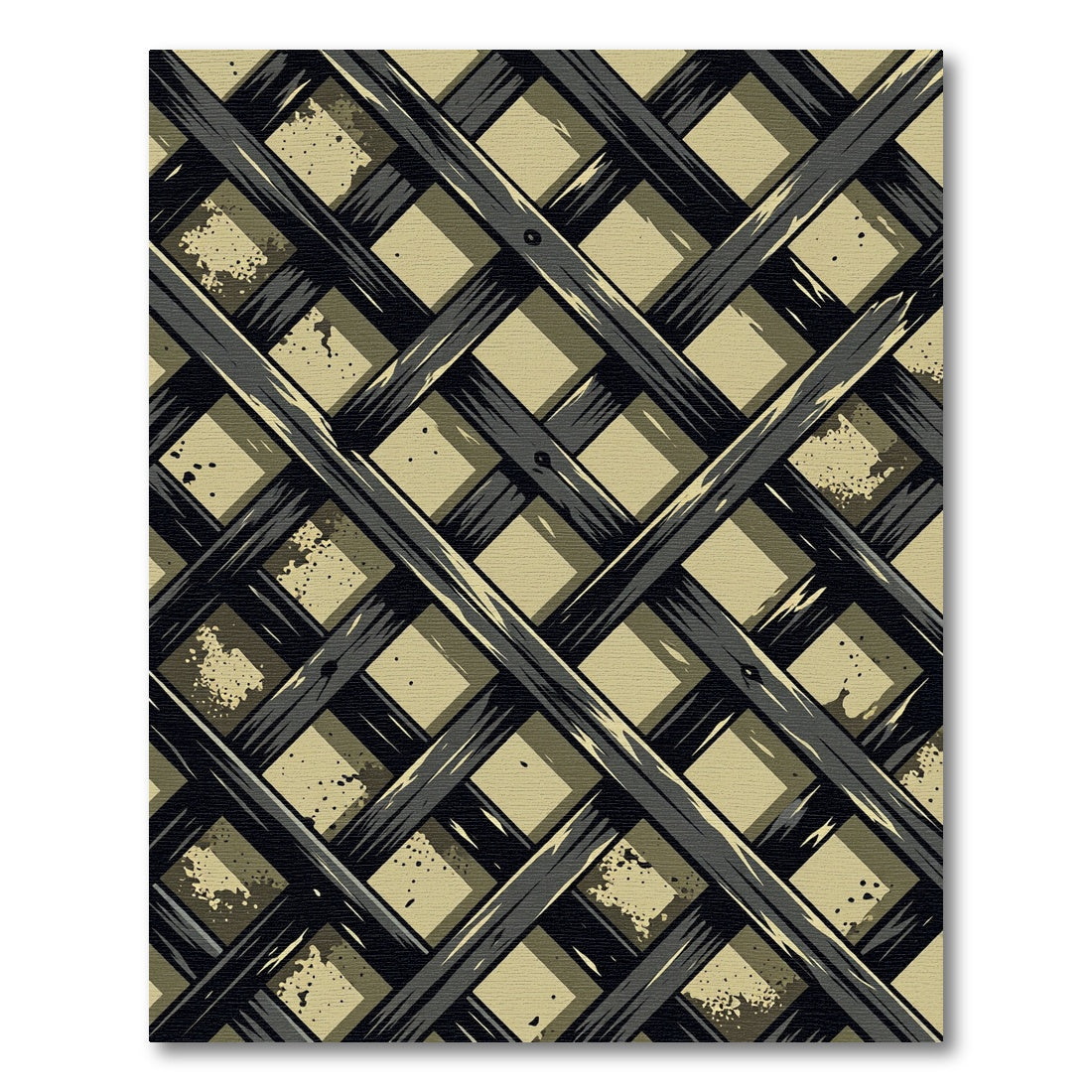 Dark Olive Gridded Lattice Grid Rug