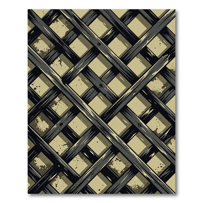 Dark Olive Gridded Lattice Grid Rug