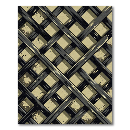 Dark Olive Gridded Lattice Grid Rug