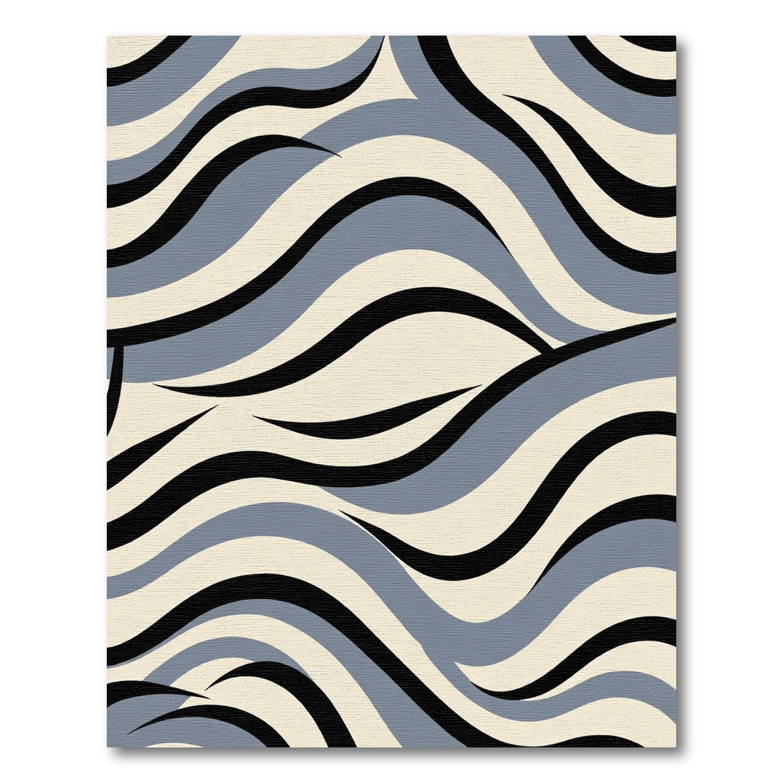 Grey Beige Black Abstract Wavy Rug