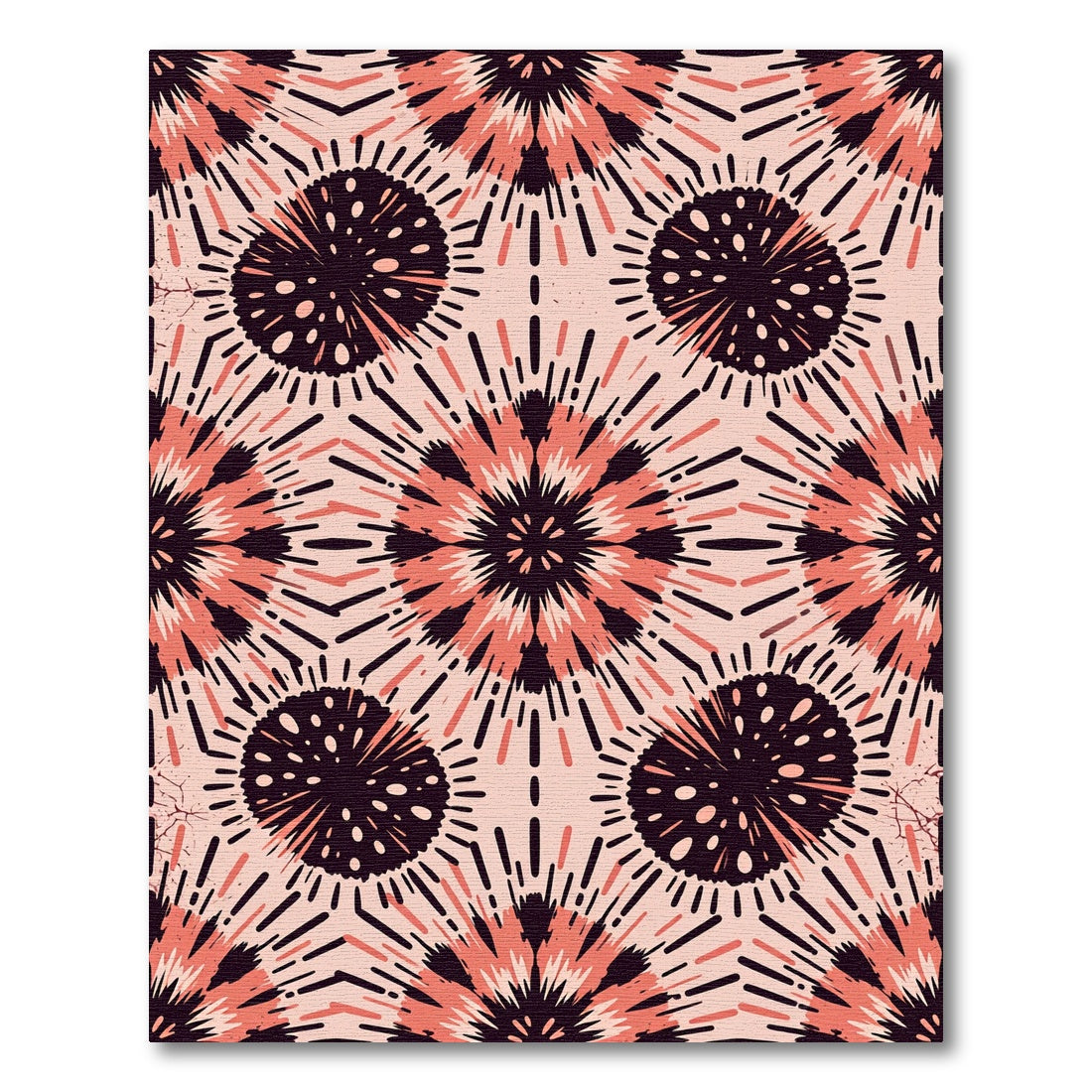Coral Pink Burst Graphic Medallions Rug