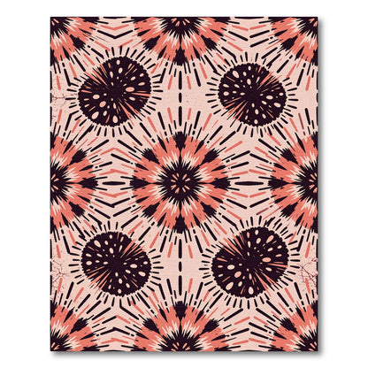 Coral Pink Burst Graphic Medallions Rug