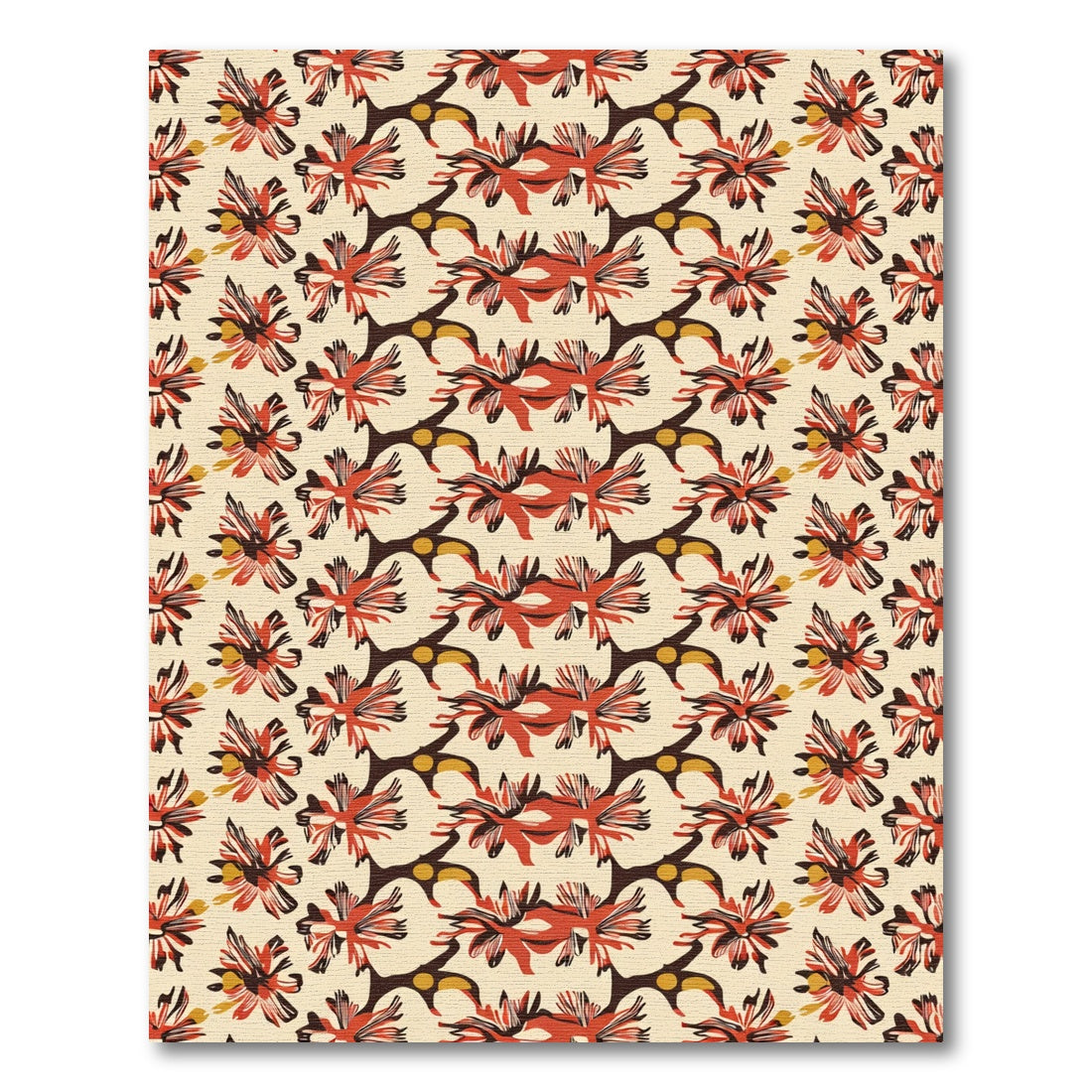 Bold Red Floral Branch Accents Rug