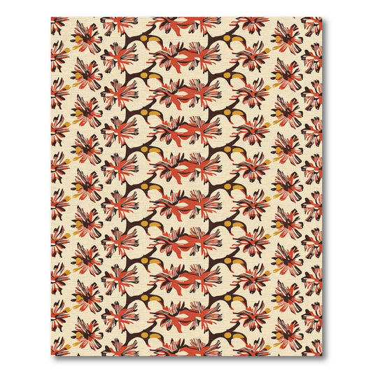 Bold Red Floral Branch Accents Rug