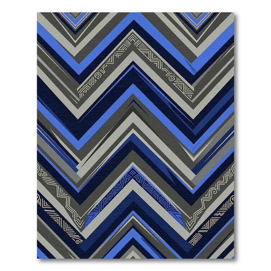 Blue Gray Geometric Chevron Tribal Rug