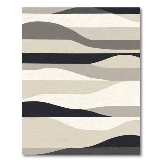 Monochrome Sand Dune Abstract Landscape Rug
