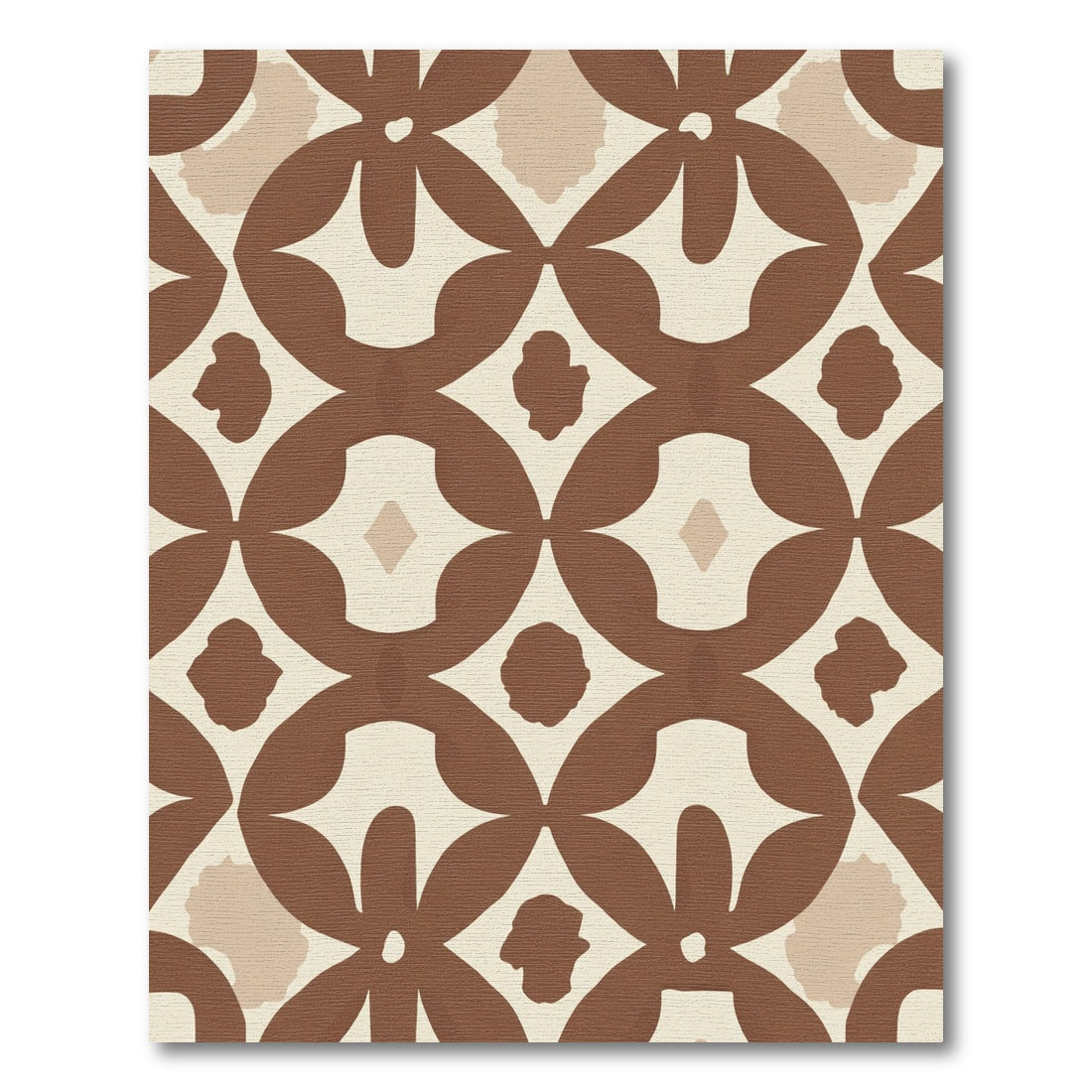 Warm Brown Mid Century Overlay Diamonds Rug