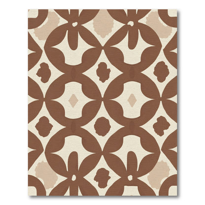 Warm Brown Mid Century Overlay Diamonds Rug