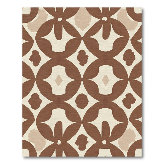 Warm Brown Mid Century Overlay Diamonds Rug