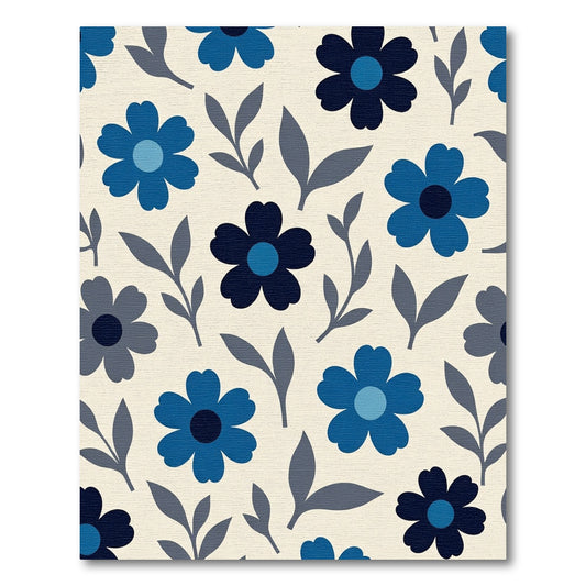 Cobalt Blue Petal Floral Swirl Rug