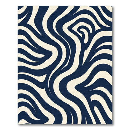 Navy Cream Abstract Swirl Rug