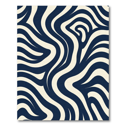 Navy Cream Abstract Swirl Rug