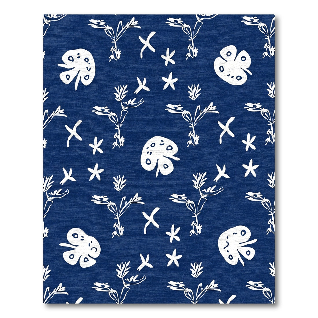 White Folk Art Botanical Sketch Rug