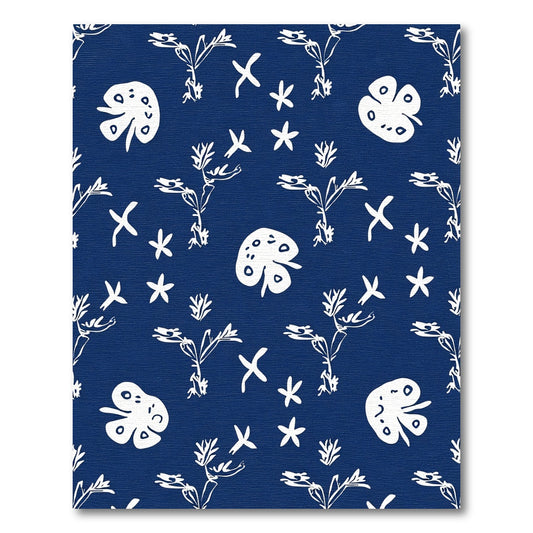 White Folk Art Botanical Sketch Rug