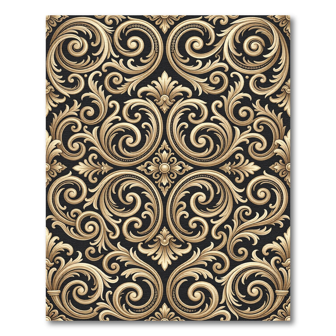 Elegant Gold Acanthus Scrollwork Rug