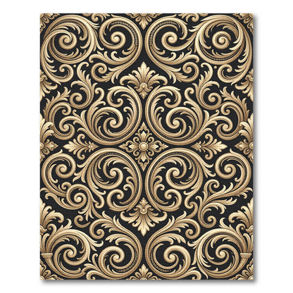 Elegant Gold Acanthus Scrollwork Rug