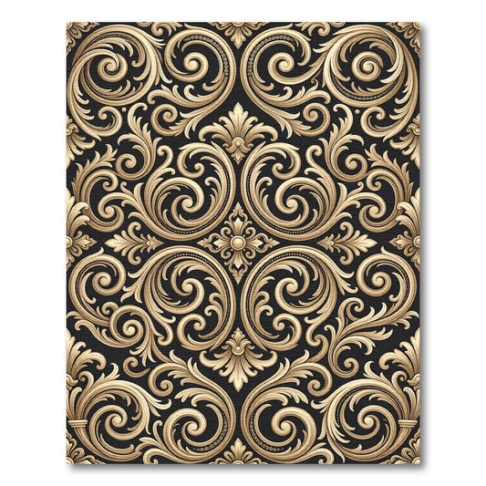 Elegant Gold Acanthus Scrollwork Rug