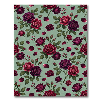 Romantic Deep Red Rose Garden Rug