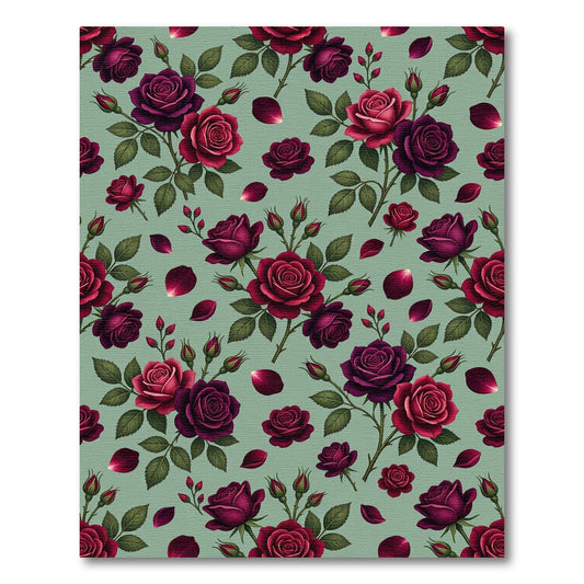 Romantic Deep Red Rose Garden Rug