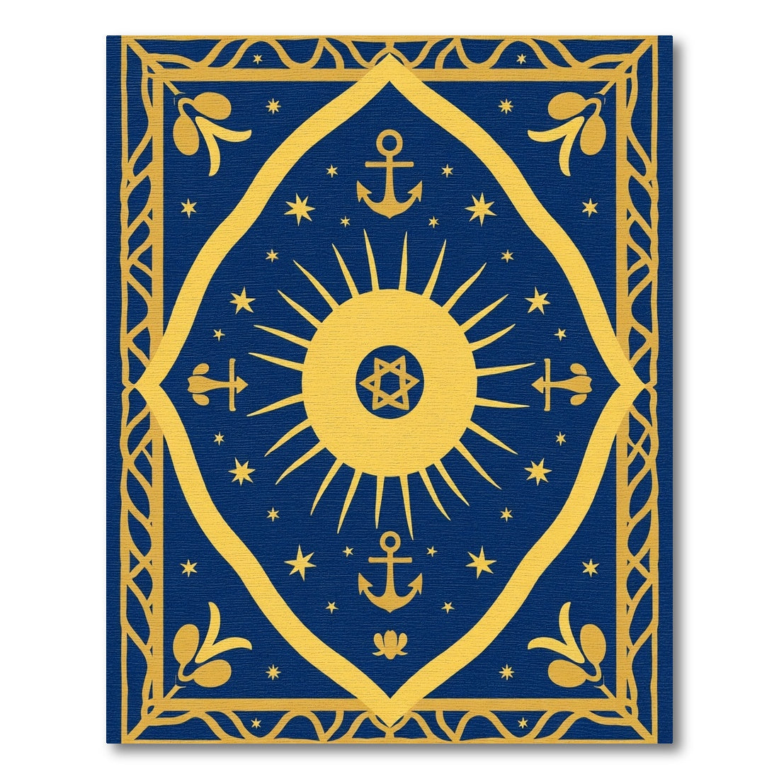 Golden Sun Anchor Starry Night Rug