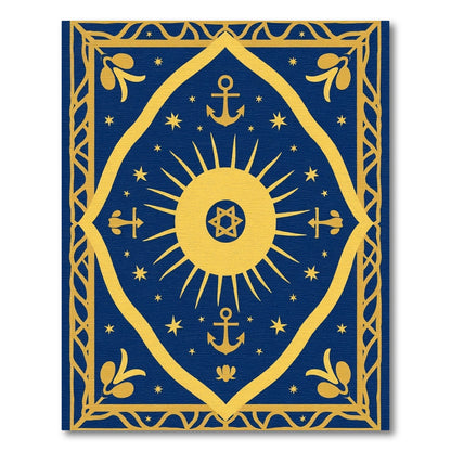 Golden Sun Anchor Starry Night Rug