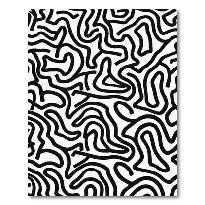 Black White Organic Abstract Lines Rug