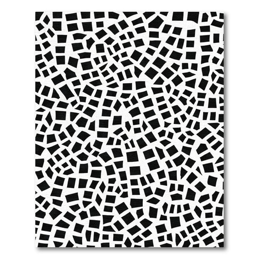 Black White Fragmented Square Collage Rug