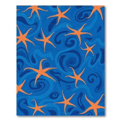 Orange Starfish With Blue Swirls Rug