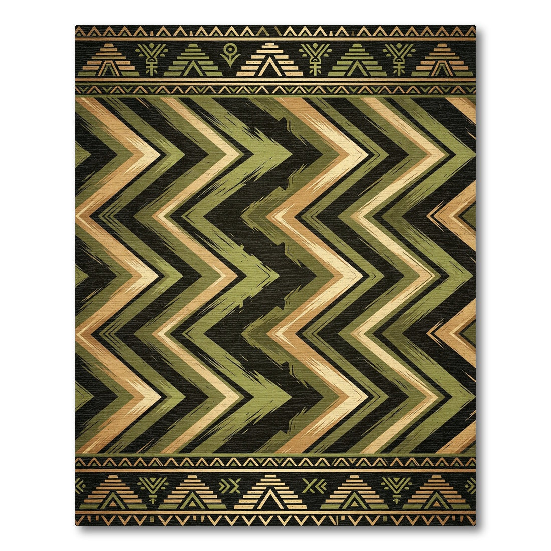 Earthy Geometric Zigzag Tribal Rug