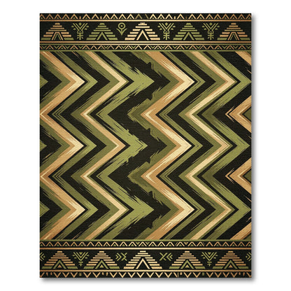 Earthy Geometric Zigzag Tribal Rug