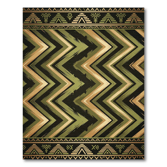 Earthy Geometric Zigzag Tribal Rug