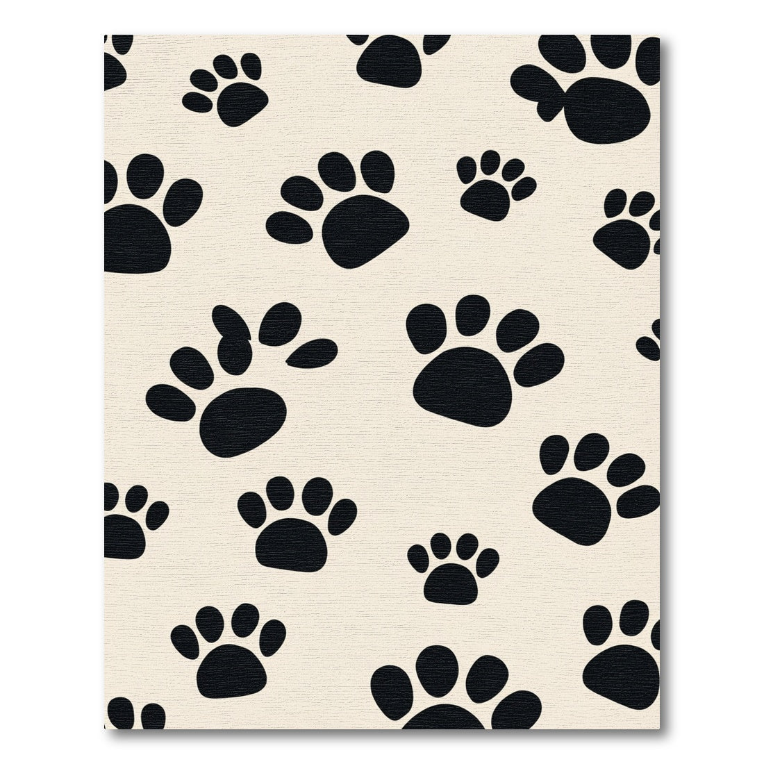 Black Paw Prints Cream Background Rug