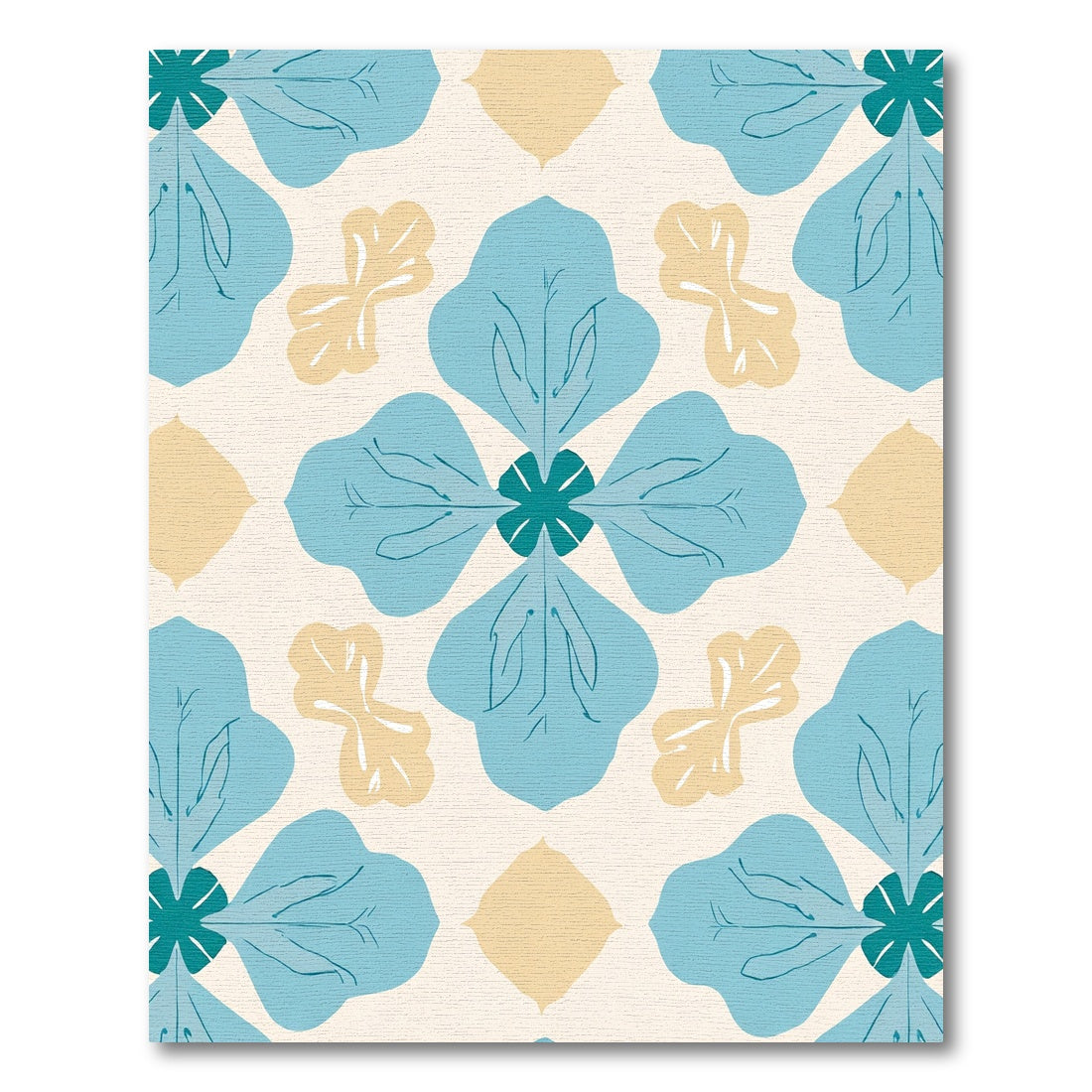 Aqua Yellow Floral Medallion Rug