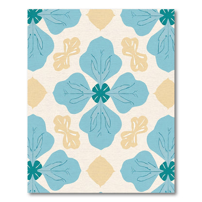 Aqua Yellow Floral Medallion Rug