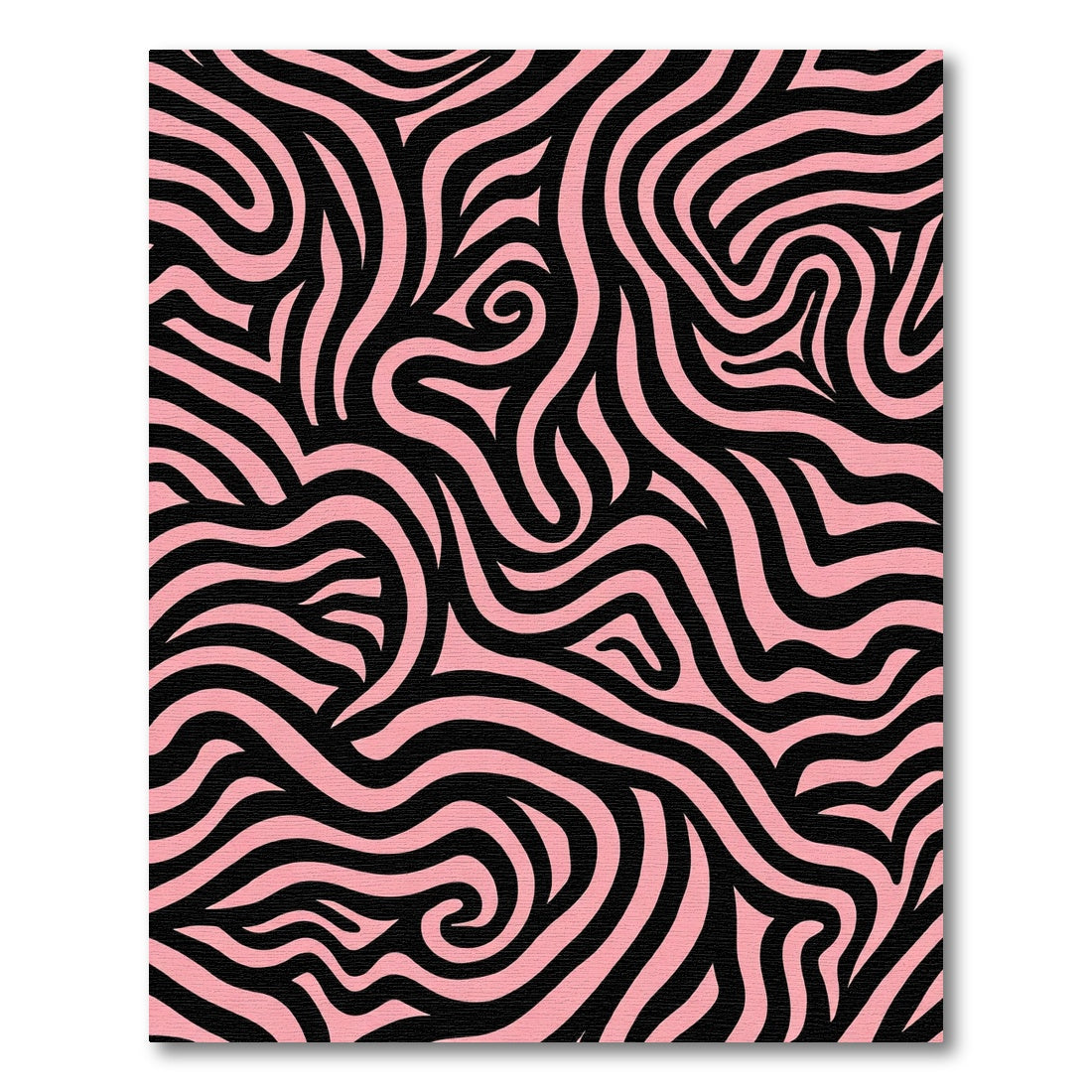 Pink Black Abstract Swirling Lines Rug