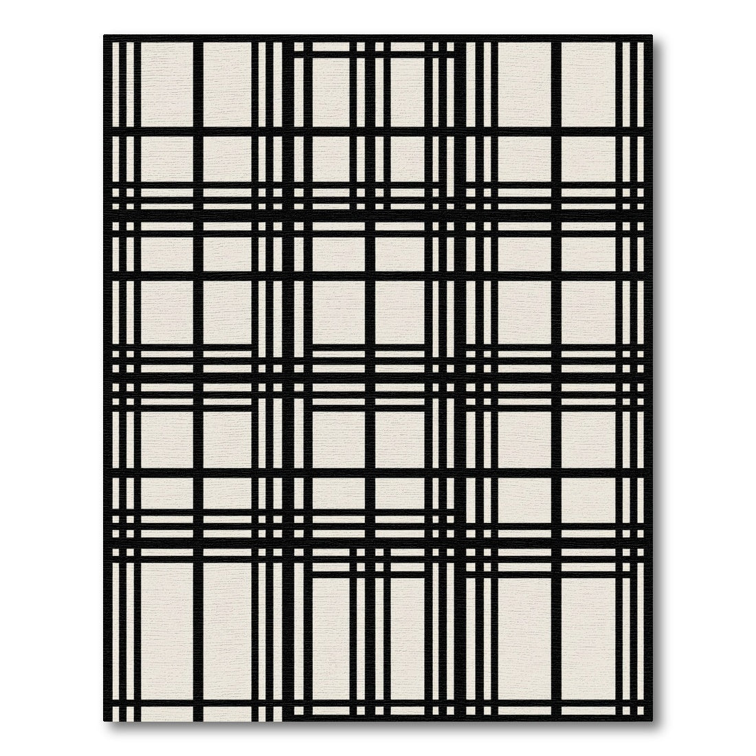 Black and White Geometric Plaid Rug