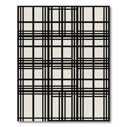 Black and White Geometric Plaid Rug