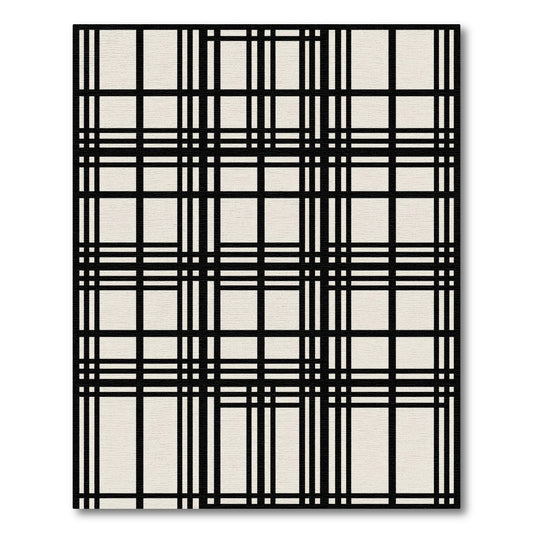 Black and White Geometric Plaid Rug