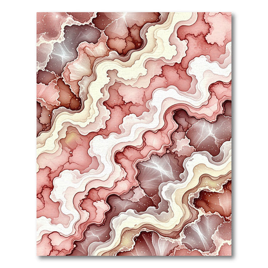 Blush Pink Abstract Agate Wave Rug
