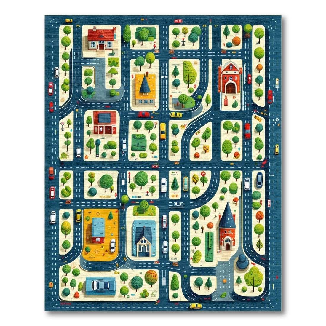 Playful Colorful City Street Map Rug