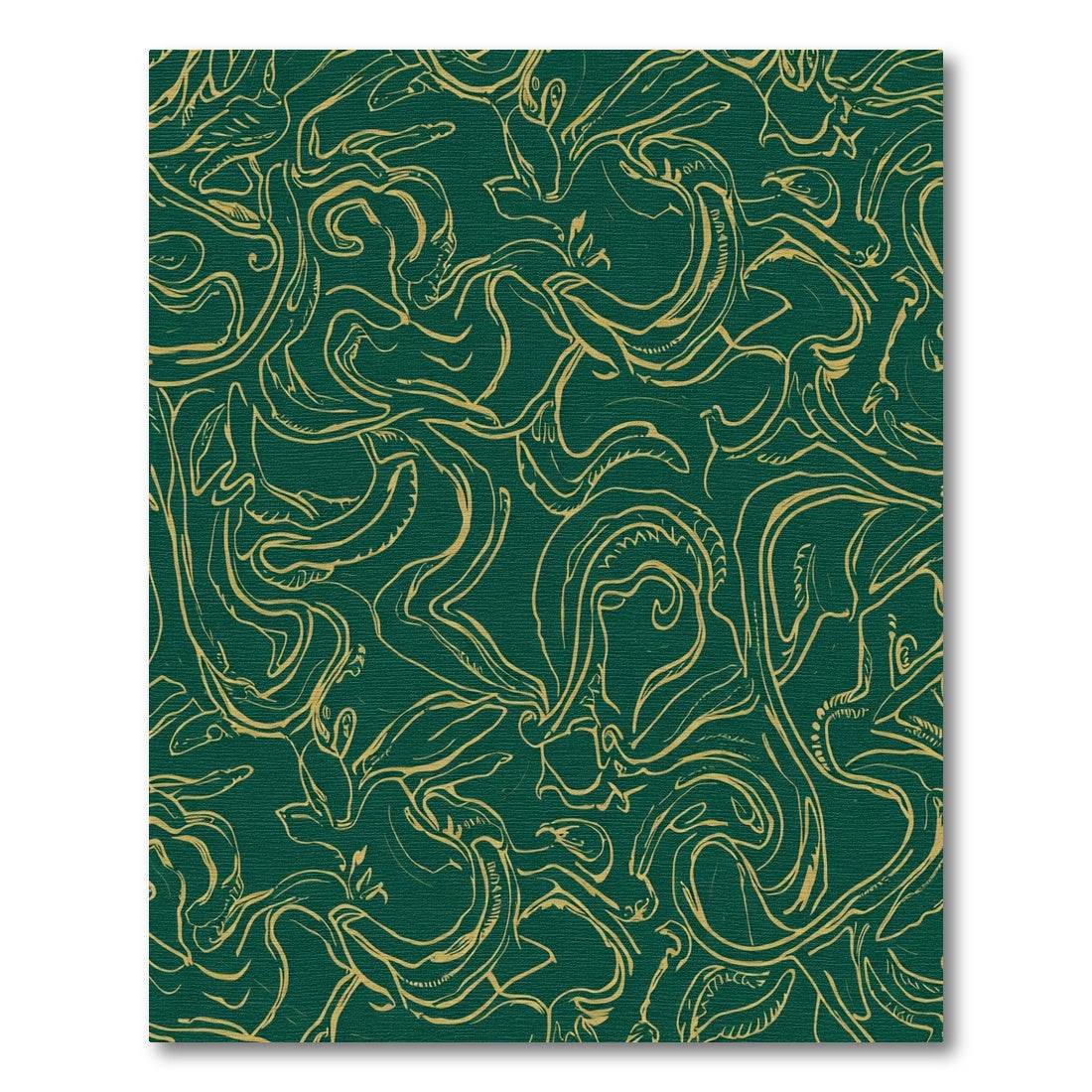 Emerald Gold Linework Creatures Rug