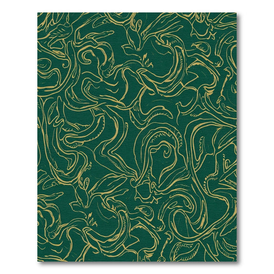 Emerald Gold Linework Creatures Rug