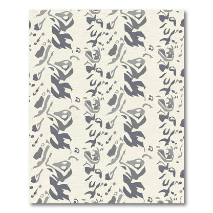 Gray Abstract Brushstroke Floral Rug