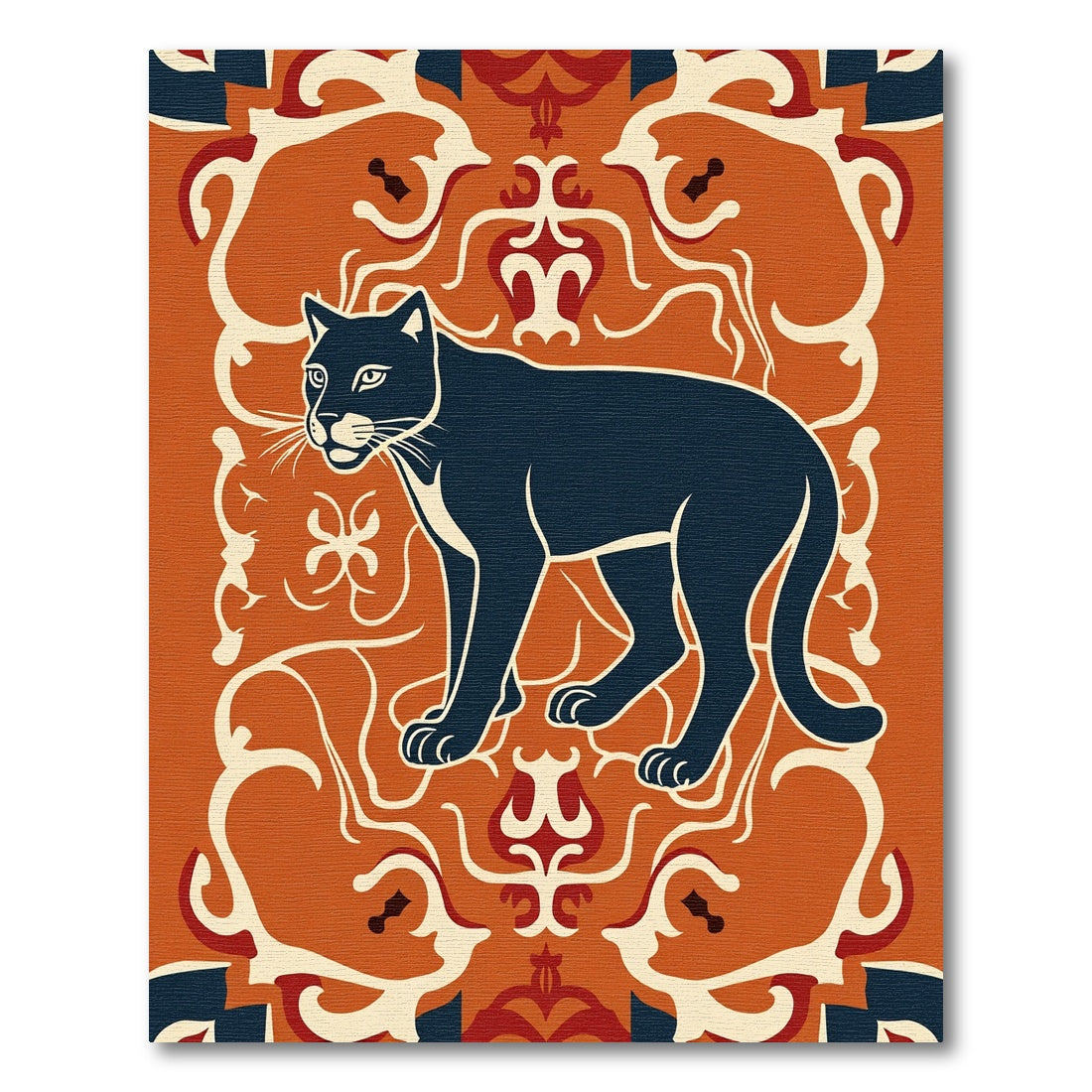 Dark Panther Terra Cotta Scroll Rug