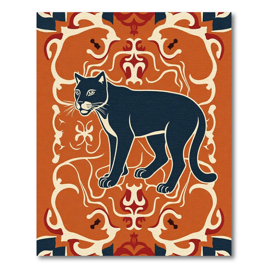 Dark Panther Terra Cotta Scroll Rug