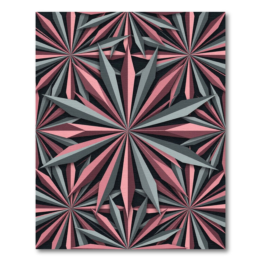 Geometric Pink and Gray Starburst Rug
