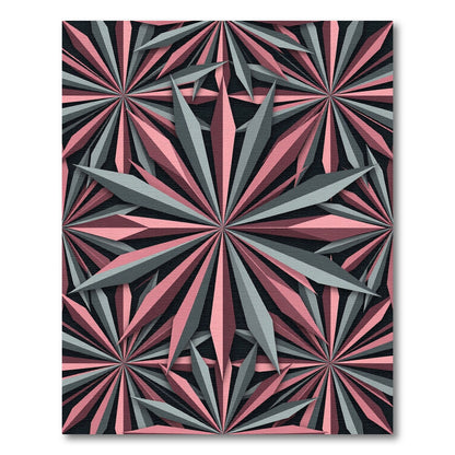 Geometric Pink and Gray Starburst Rug